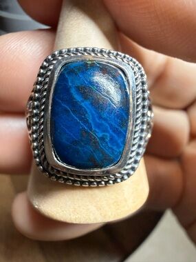Blue Lapis Stone Sterling-Silver Statement Ring